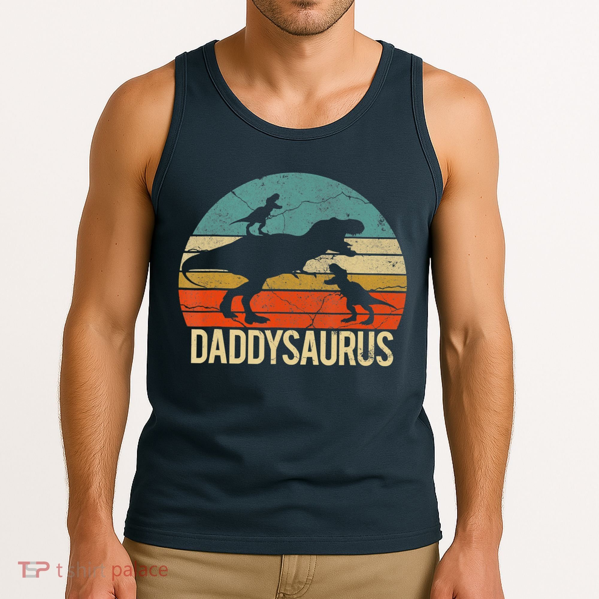 Daddy Dinosaur Daddysaurus 2 Two Christmas For Dad Tank Top