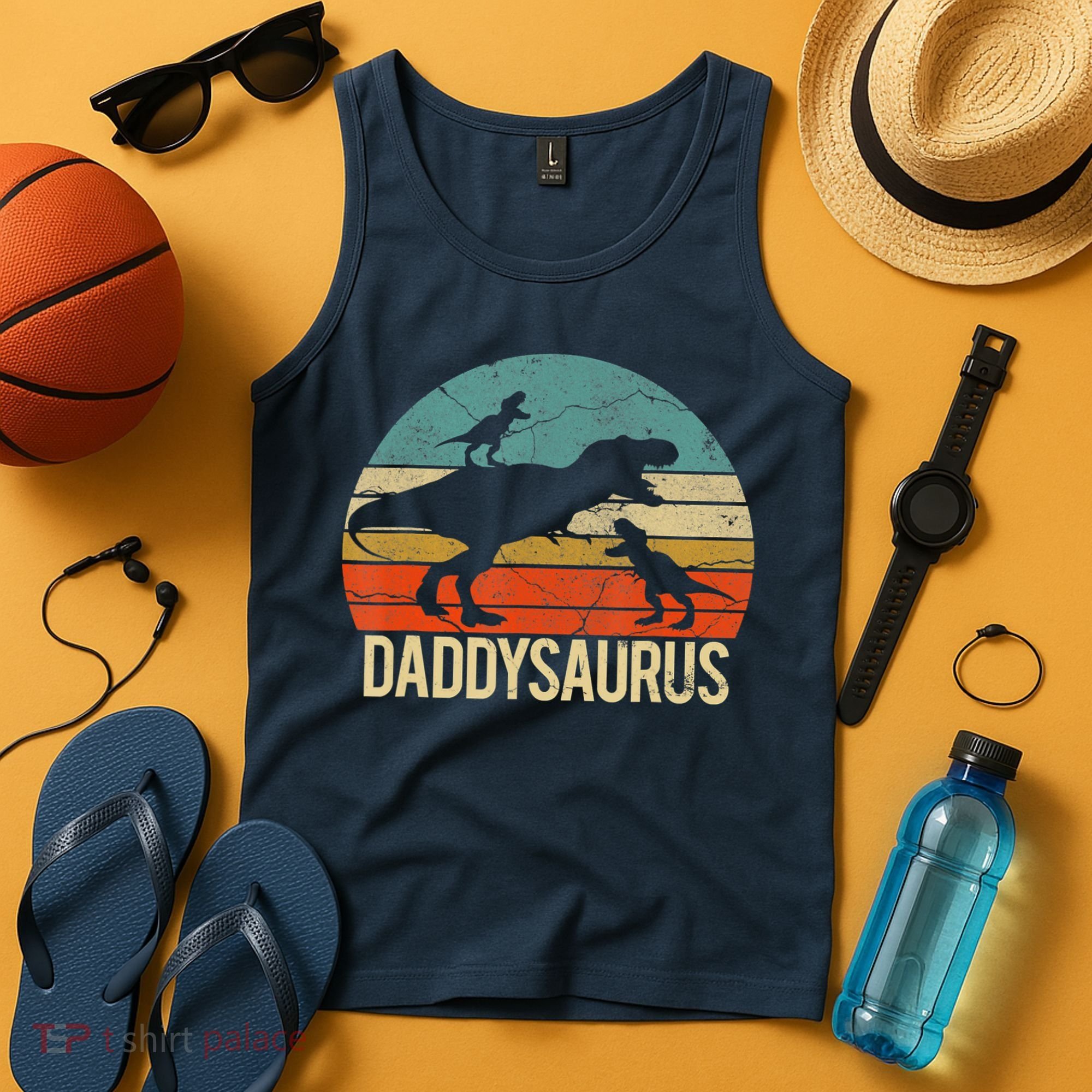 Daddy Dinosaur Daddysaurus 2 Two Christmas For Dad Tank Top