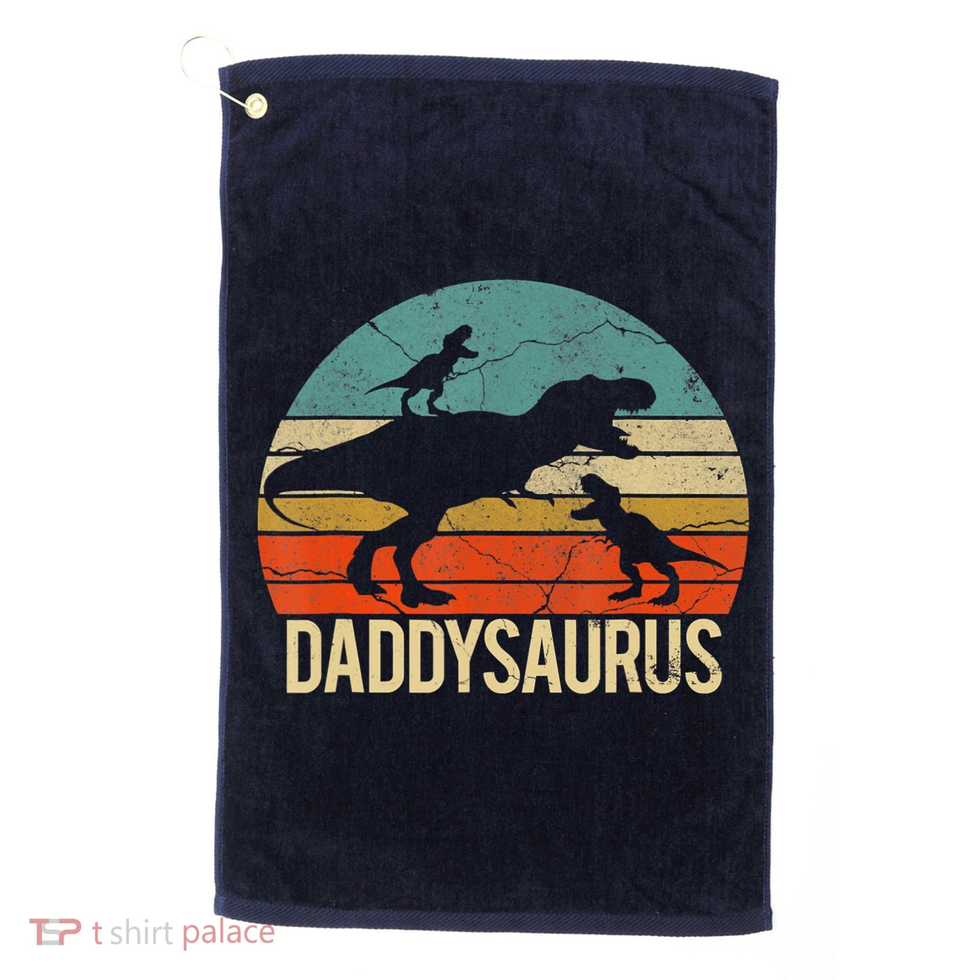 Daddy Dinosaur Daddysaurus 2 Two Christmas For Dad Golf Towel