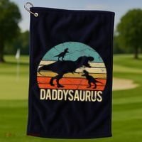 Daddy Dinosaur Daddysaurus 2 Two Christmas For Dad Golf Towel thumb 1