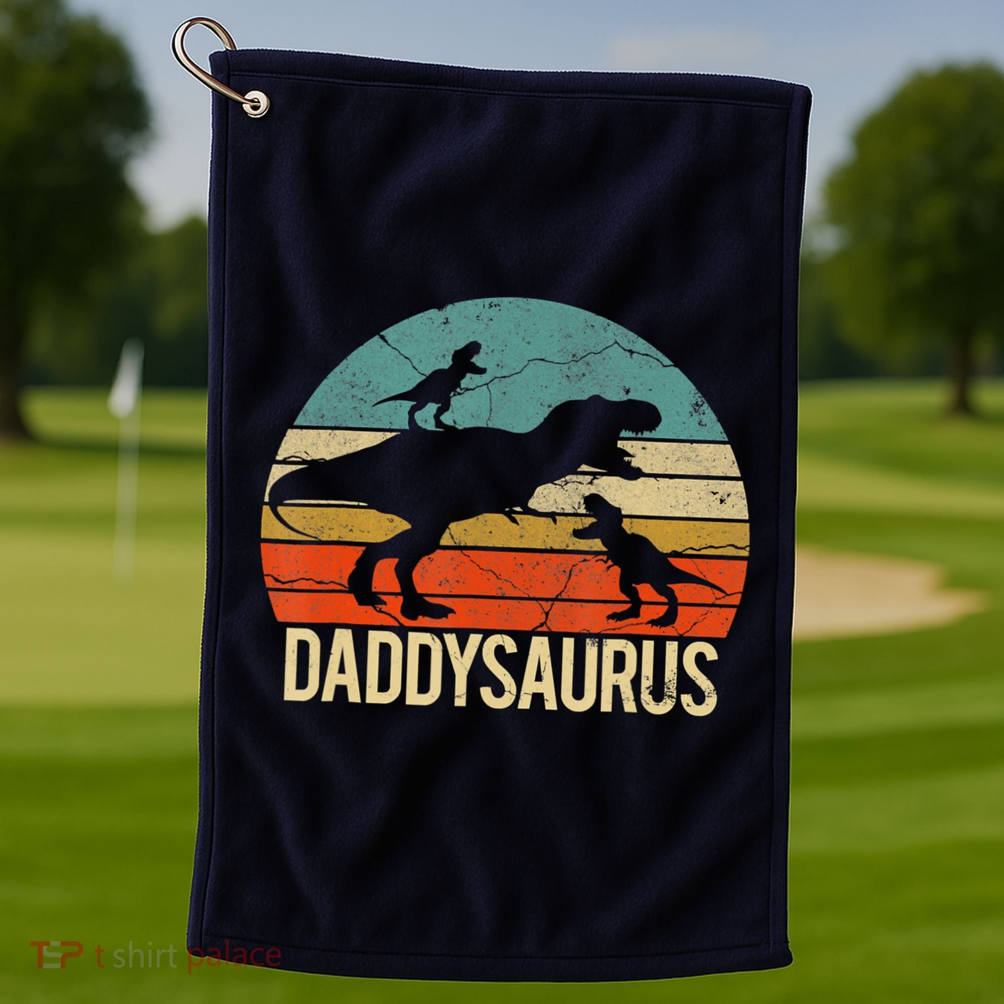 Daddy Dinosaur Daddysaurus 2 Two Christmas For Dad Golf Towel