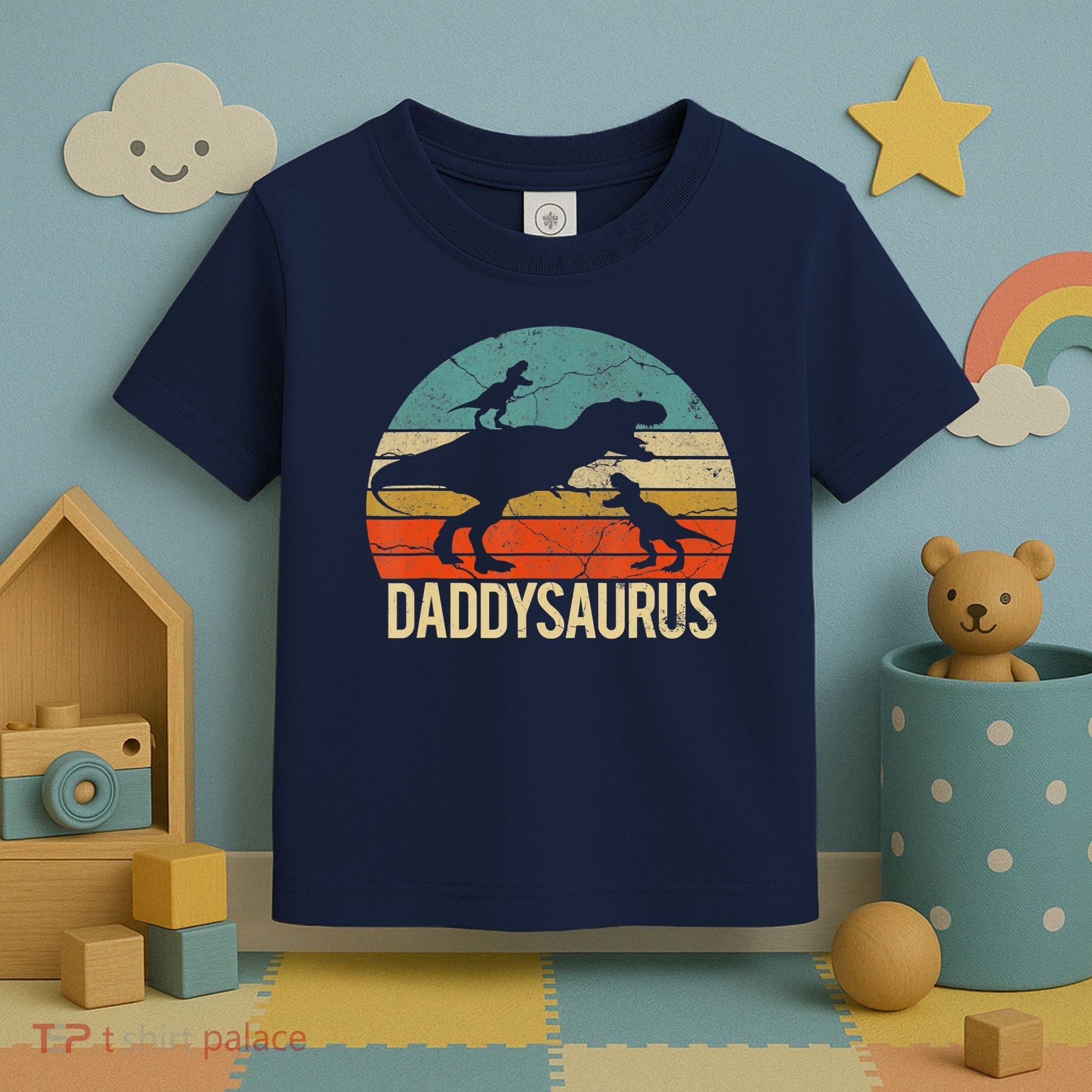 Daddy Dinosaur Daddysaurus 2 Two Christmas For Dad Toddler T-Shirt