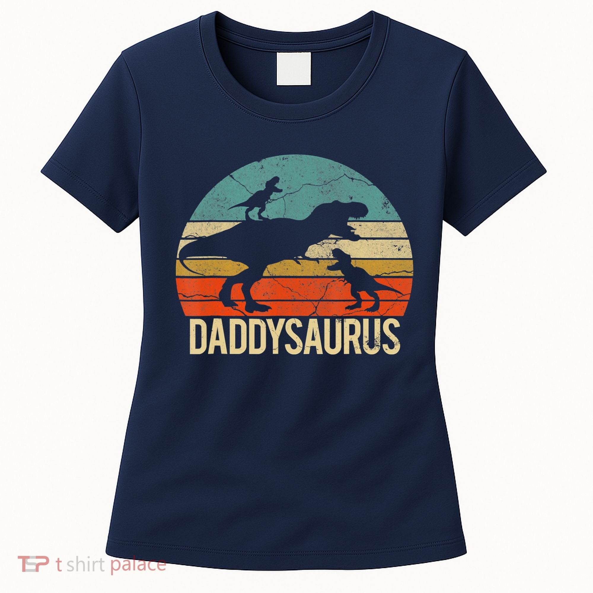 Daddy Dinosaur Daddysaurus 2 Two Christmas For Dad Women's T-Shirt