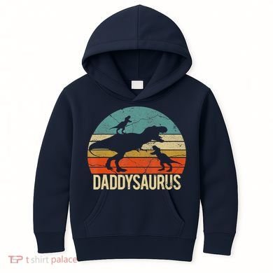 Daddy Dinosaur Daddysaurus 2 Two Christmas For Dad Kids Hoodie