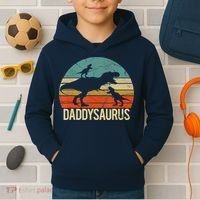 Daddy Dinosaur Daddysaurus 2 Two Christmas For Dad Kids Hoodie thumb 2