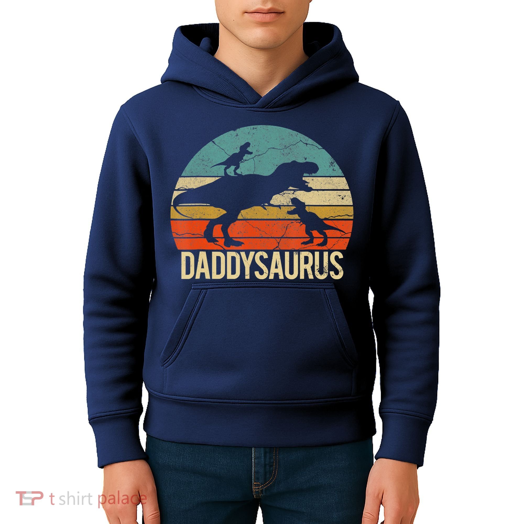 Daddy Dinosaur Daddysaurus 2 Two Christmas For Dad Kids Hoodie