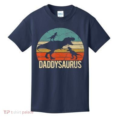 Daddy Dinosaur Daddysaurus 2 Two Christmas For Dad Kids T-Shirt