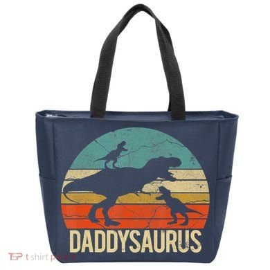 Daddy Dinosaur Daddysaurus 2 Two Christmas For Dad Tote Bag