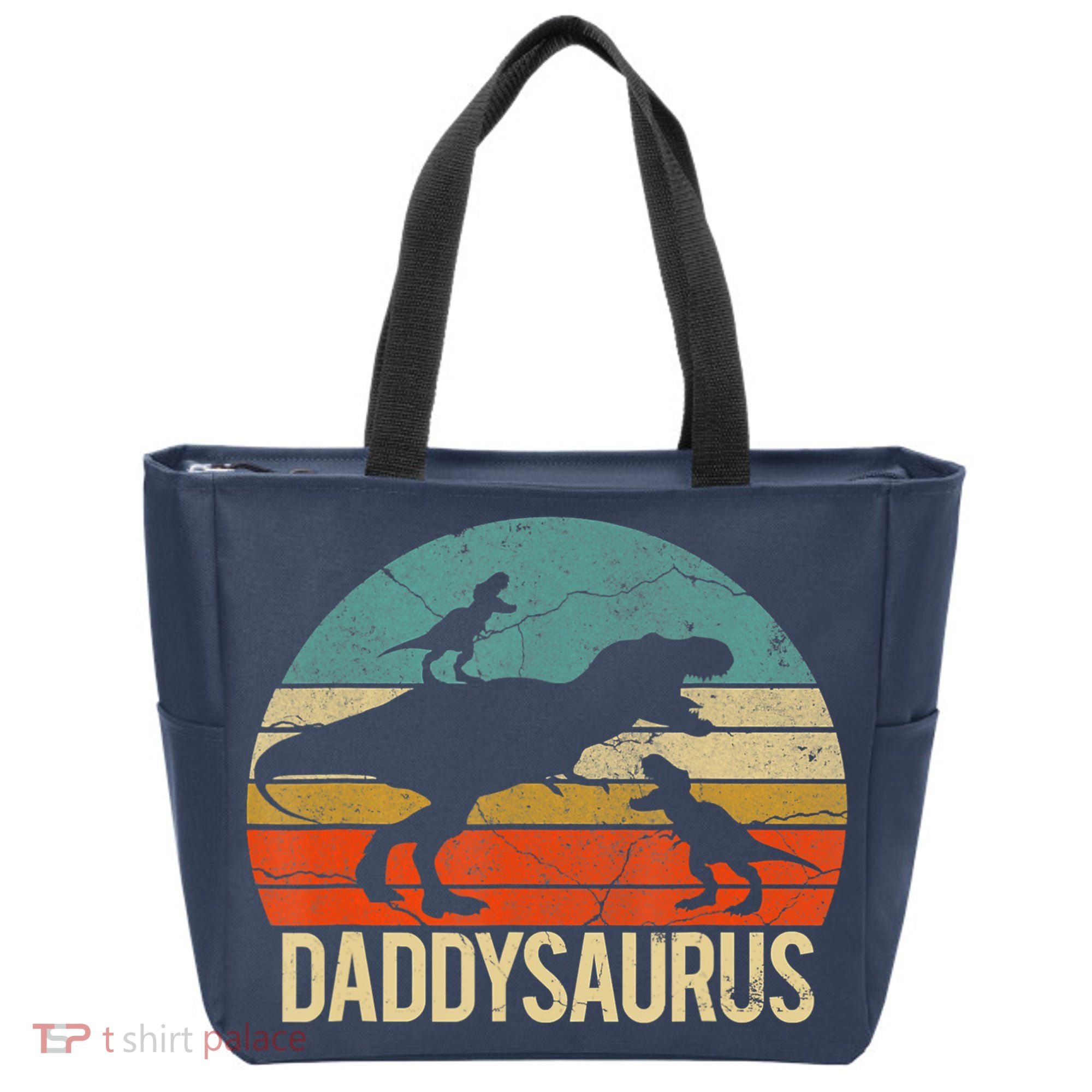 Daddy Dinosaur Daddysaurus 2 Two Christmas For Dad Tote Bag