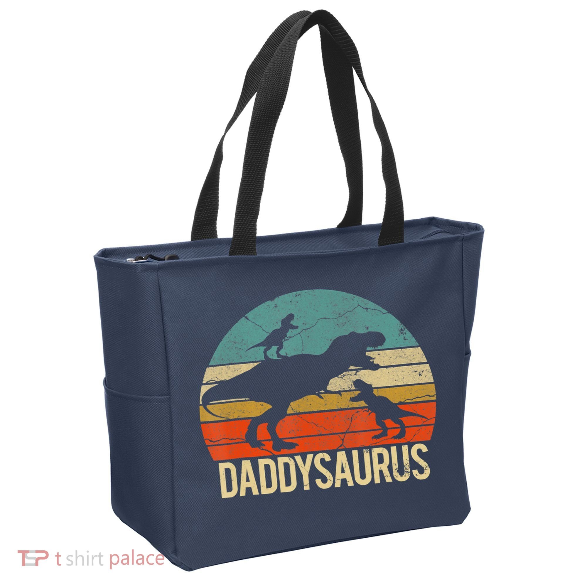 Daddy Dinosaur Daddysaurus 2 Two Christmas For Dad Tote Bag