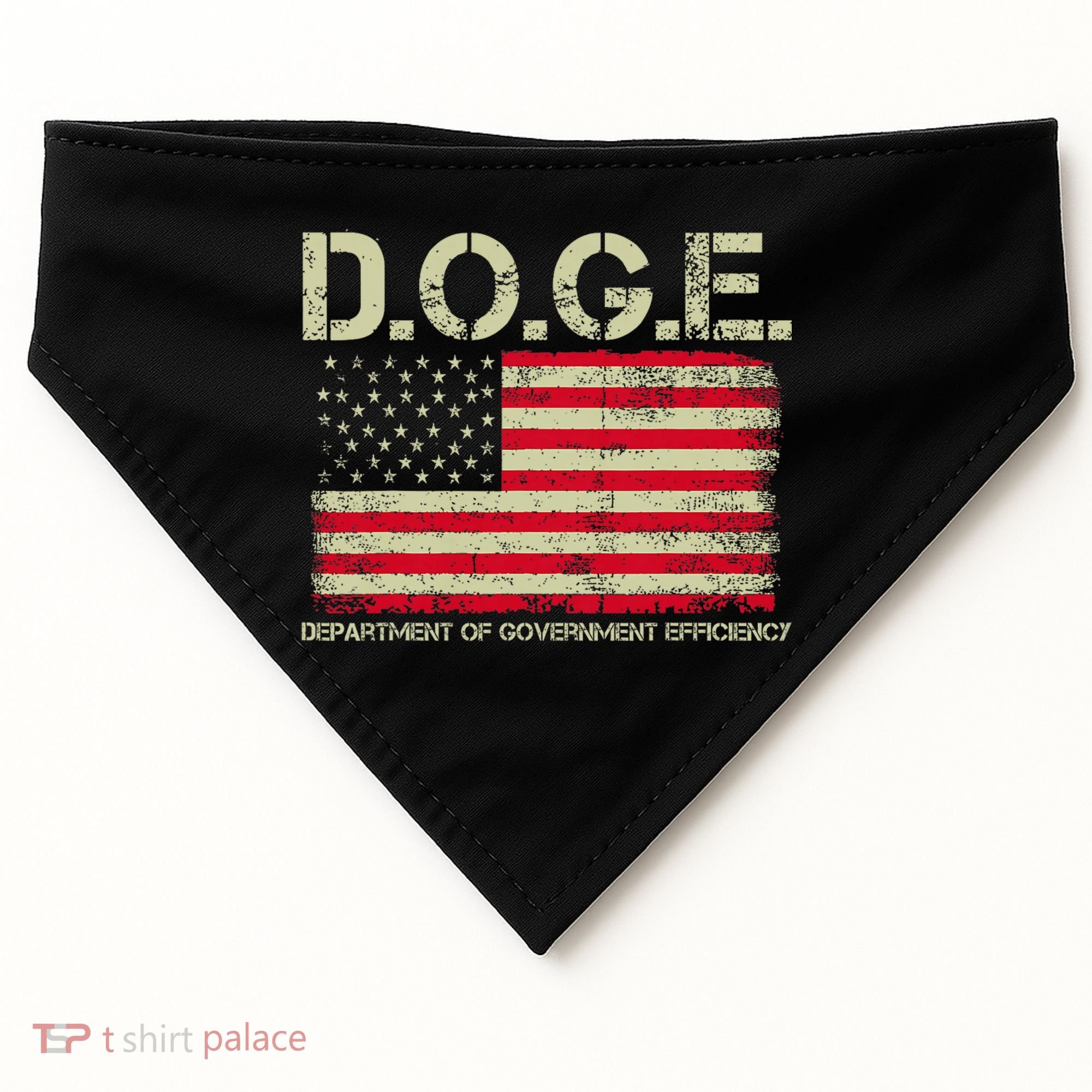 D.O.G.E Doge Department Of Government Efficiency On Back USA-Made Doggie Bandana