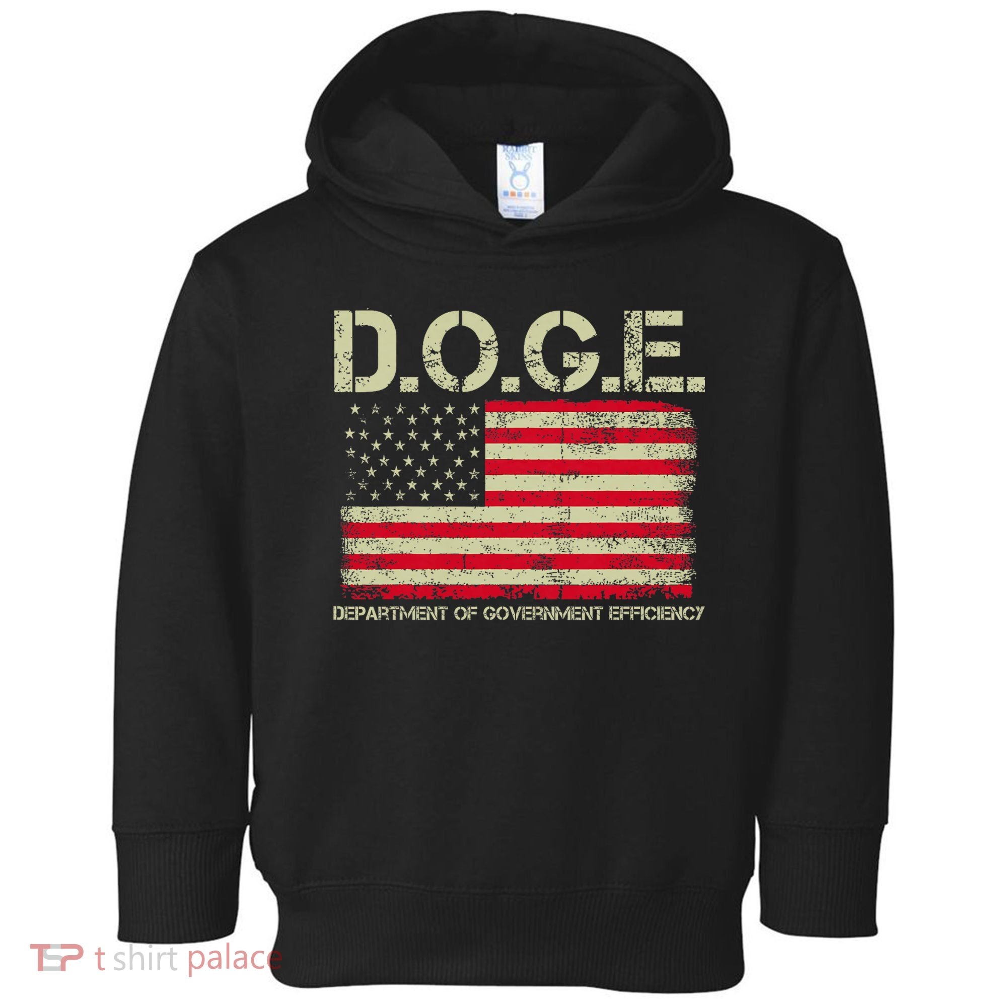 D.O.G.E Doge Department Of Government Efficiency On Back Toddler Hoodie