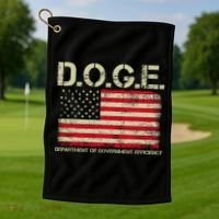 D.O.G.E Doge Department Of Government Efficiency On Back Golf Towel thumb 1
