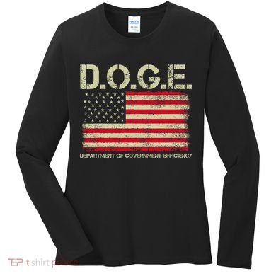 D.O.G.E Doge Department Of Government Efficiency On Back Women's Long Sleeve Shirt