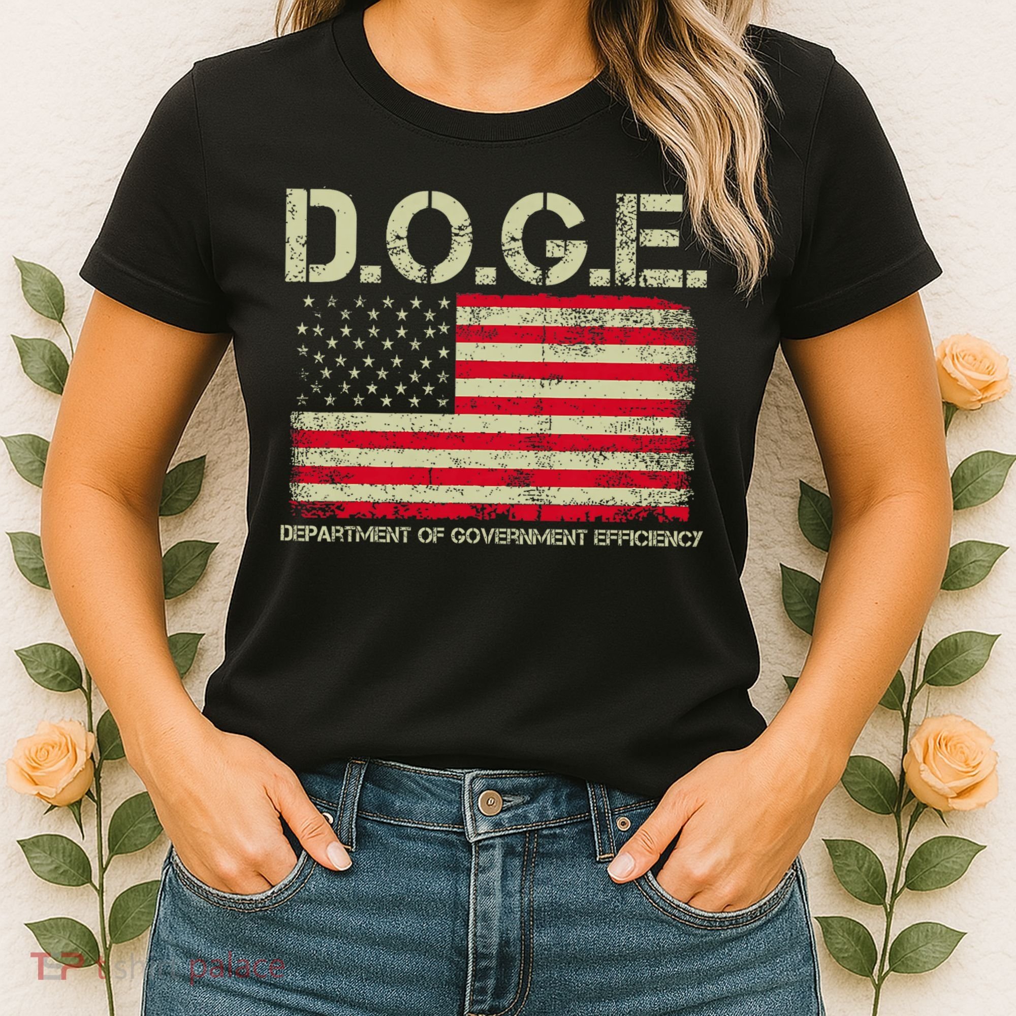 D.O.G.E Doge Department Of Government Efficiency On Back Women's T-Shirt