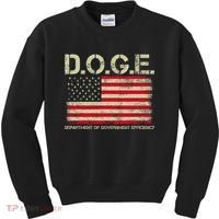 D.O.G.E Doge Department Of Government Efficiency On Back Kids Sweatshirt thumb 0