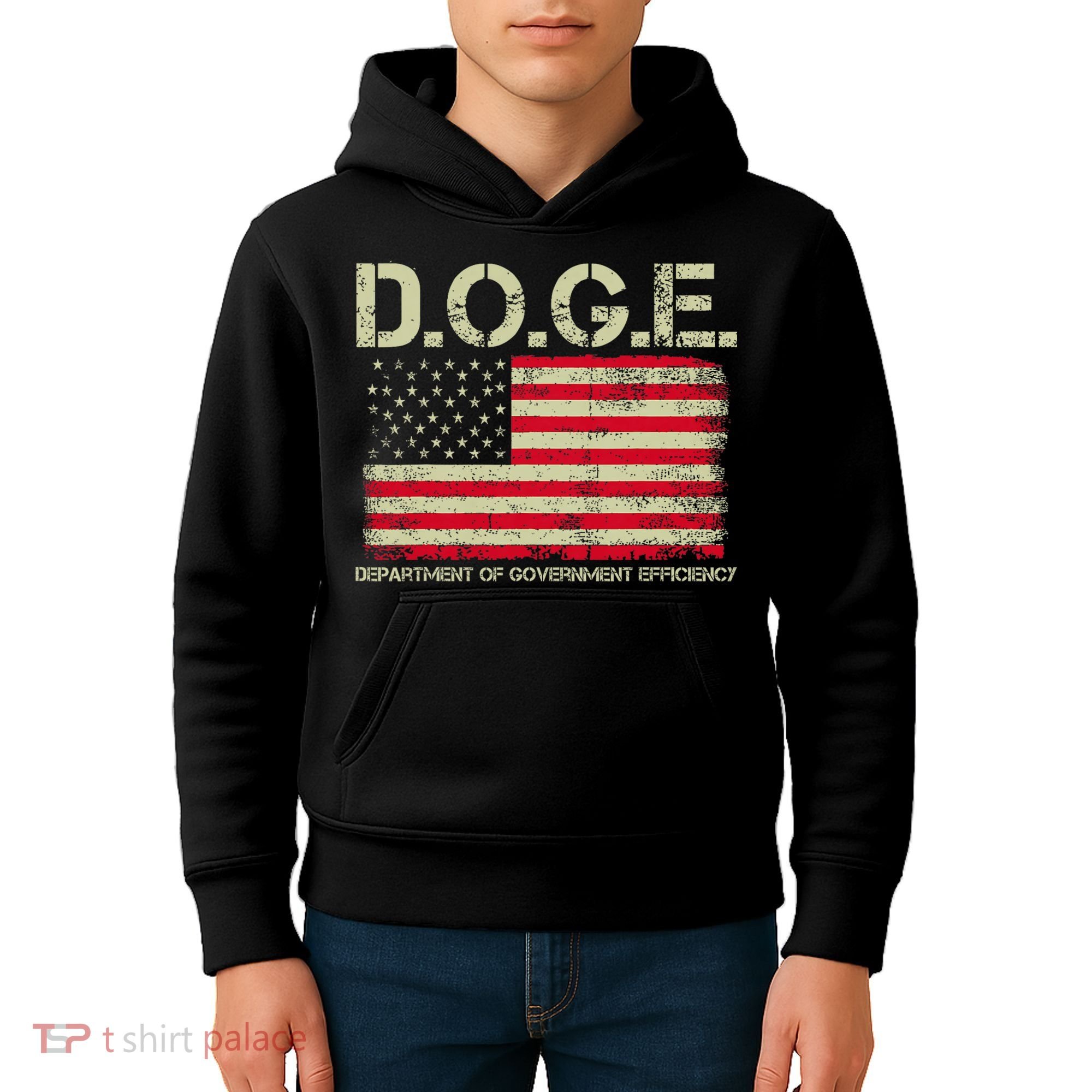 D.O.G.E Doge Department Of Government Efficiency On Back Kids Hoodie