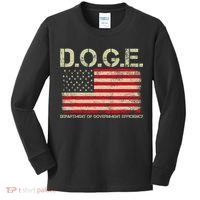 D.O.G.E Doge Department Of Government Efficiency On Back Kids Long Sleeve Shirt thumb 0