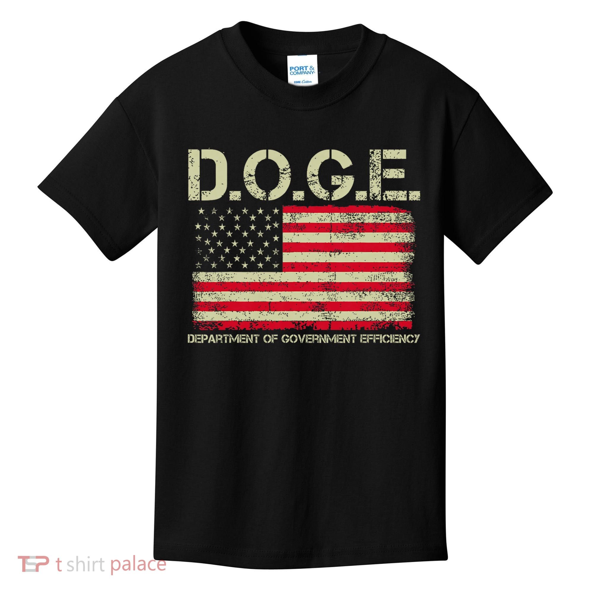 D.O.G.E Doge Department Of Government Efficiency On Back Kids T-Shirt