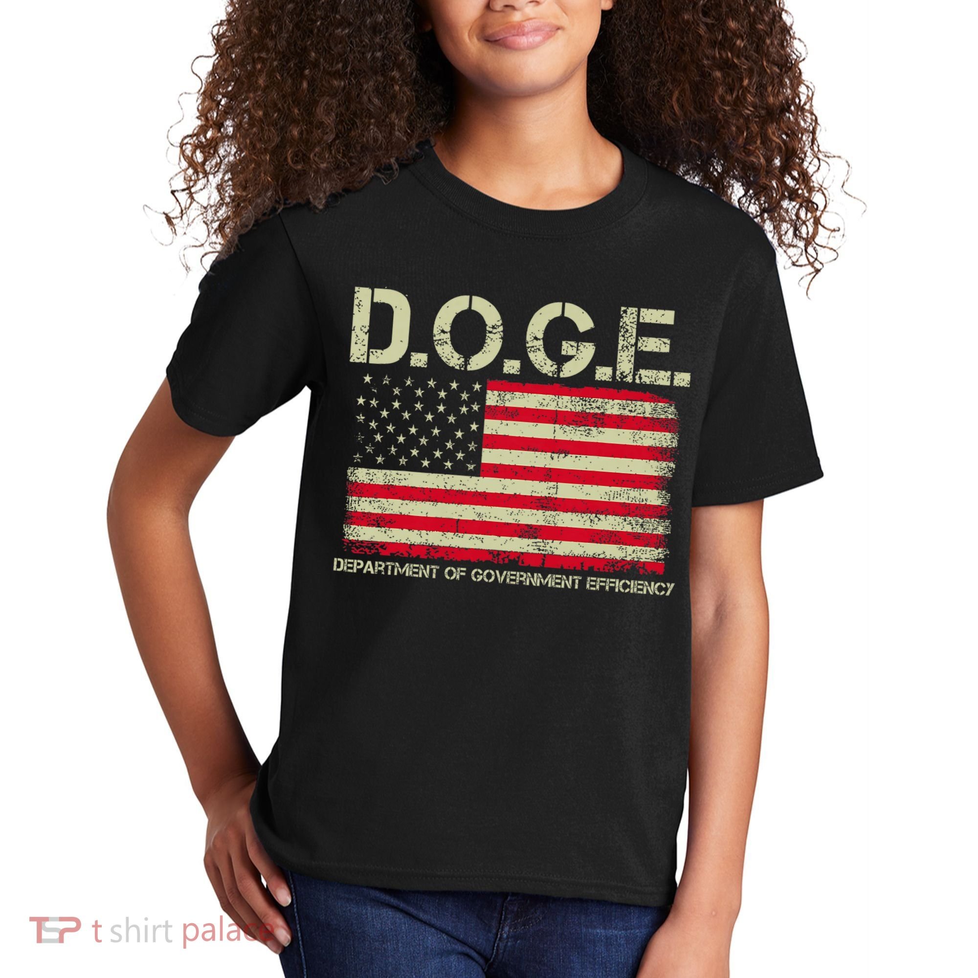 D.O.G.E Doge Department Of Government Efficiency On Back Kids T-Shirt