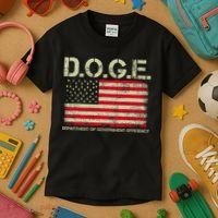 D.O.G.E Doge Department Of Government Efficiency On Back Kids T-Shirt thumb 3