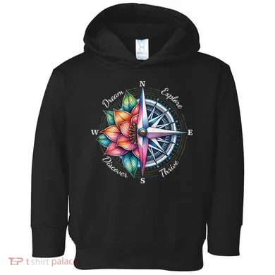 Dibble Dabble Designs Traveler Compass Dream Explore Thrive Adventure , Toddler Hoodie