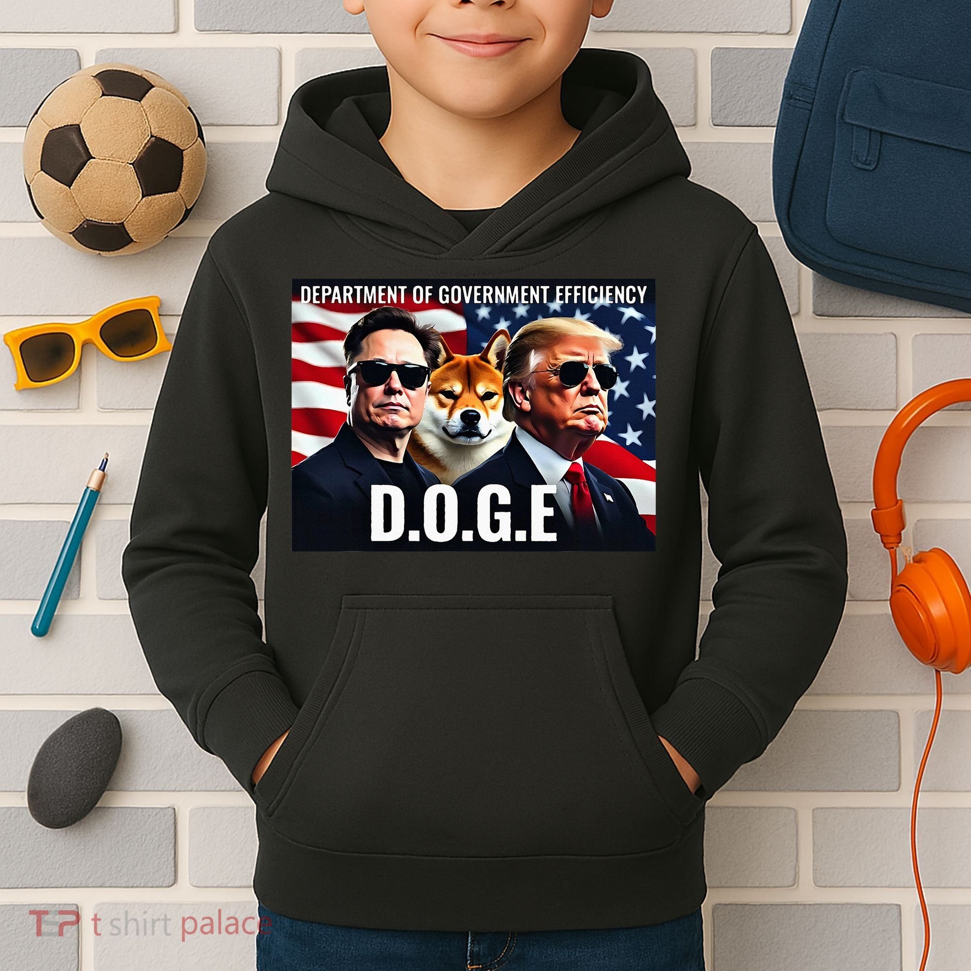 D.O.G.E Doge Department Of Government Efficiency Kids Hoodie