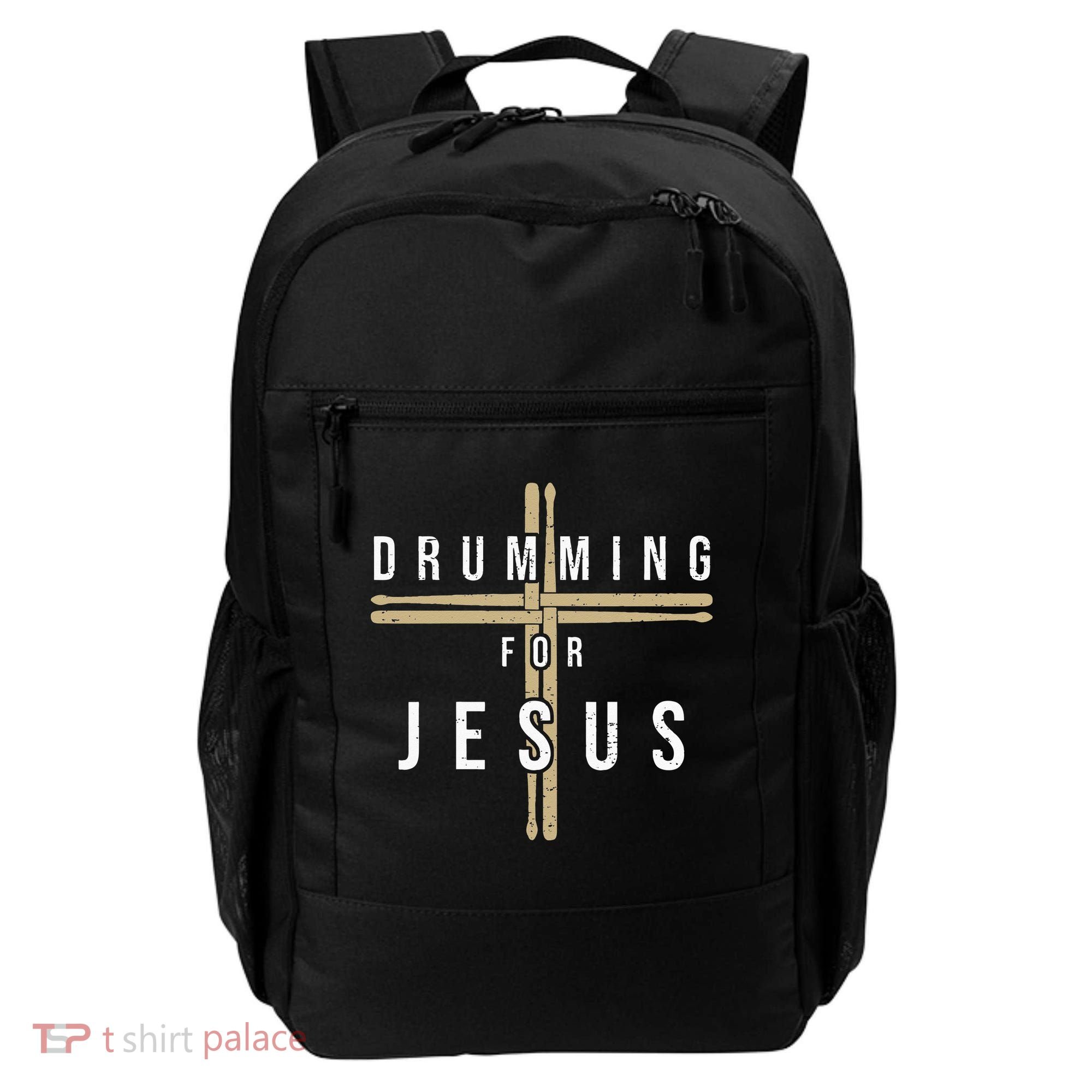 Drummer Drumming Drums Percussion I Jesus Christian Church Backpack