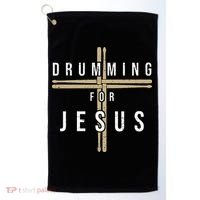 Drummer Drumming Drums Percussion I Jesus Christian Church Golf Towel thumb 0