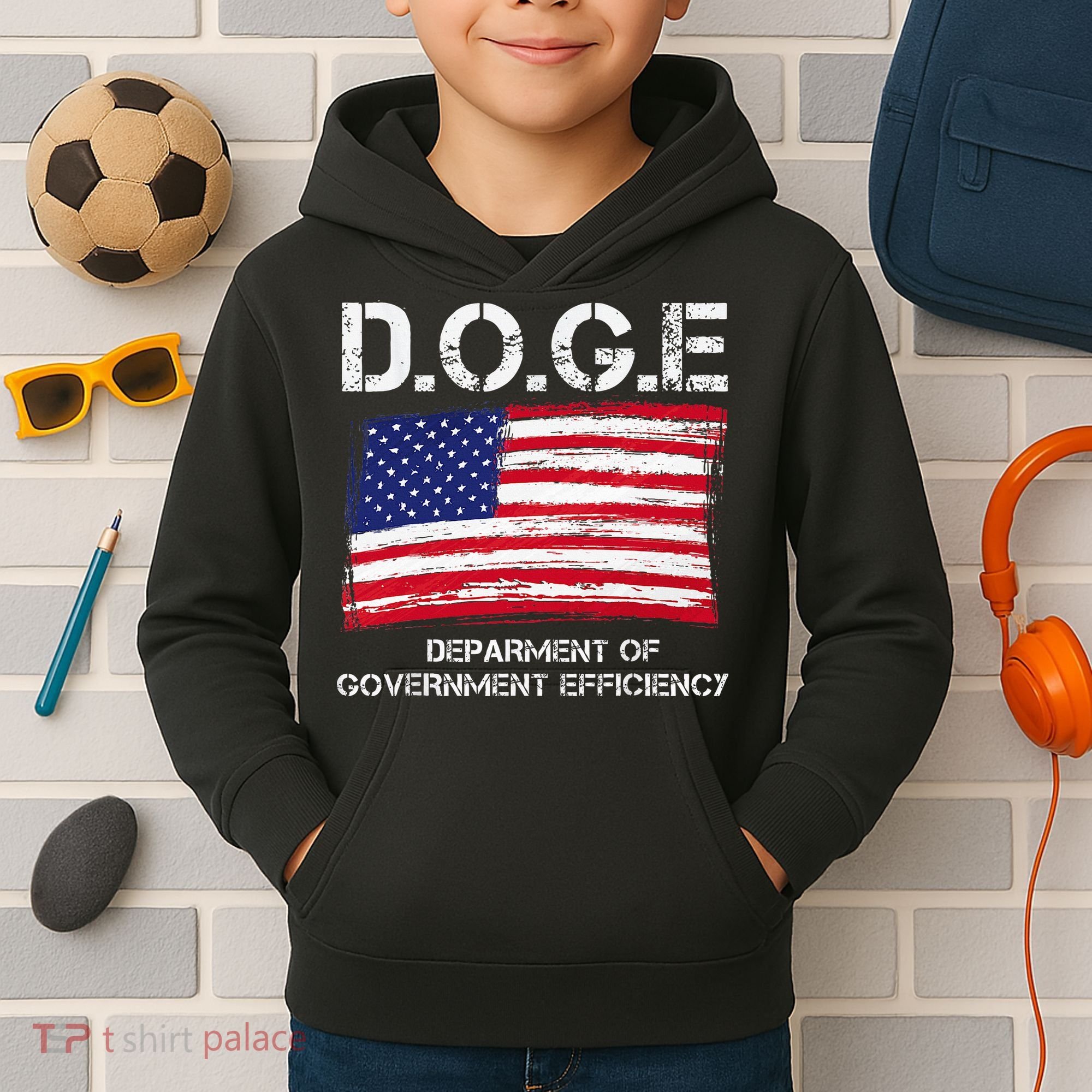 D.O.G.E Doge Department Of Government Efficiency Kids Hoodie