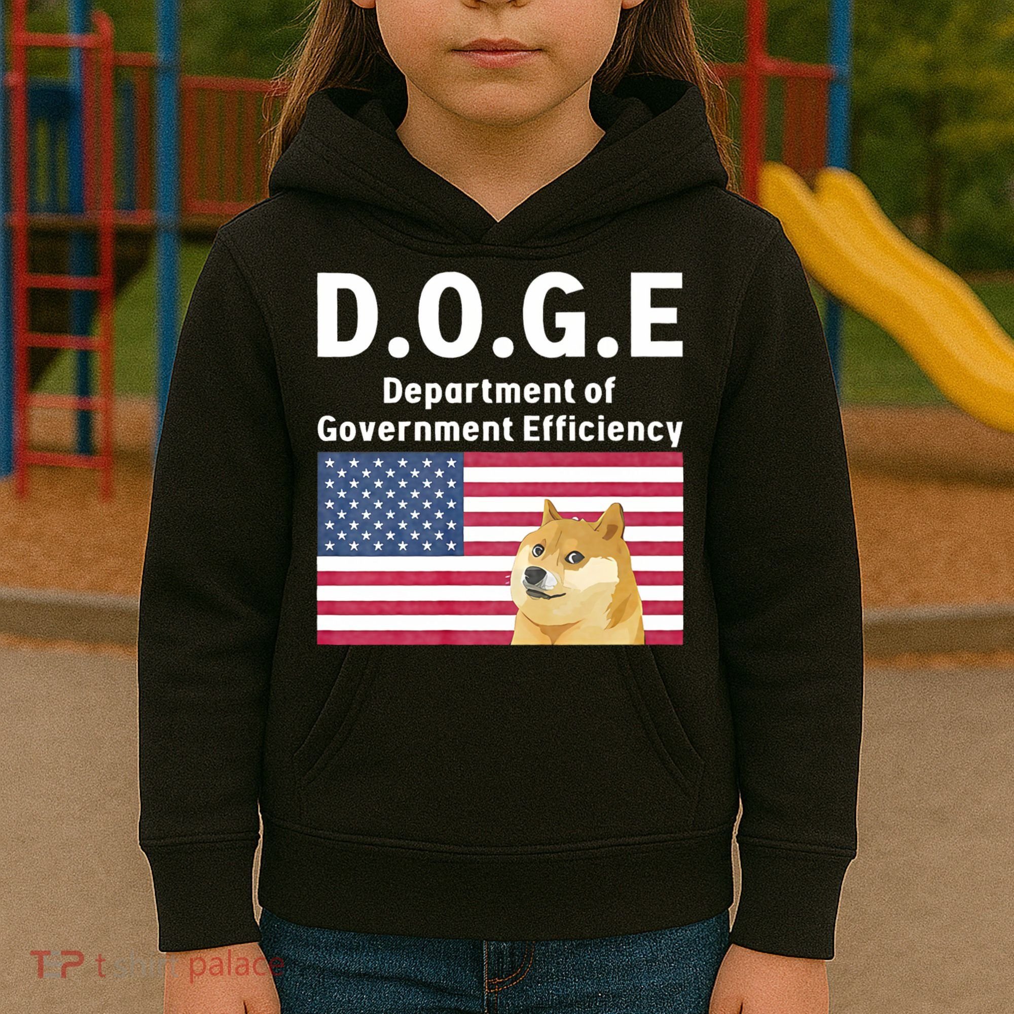 D.O.G.E Doge Department Of Government Efficiency Kids Hoodie