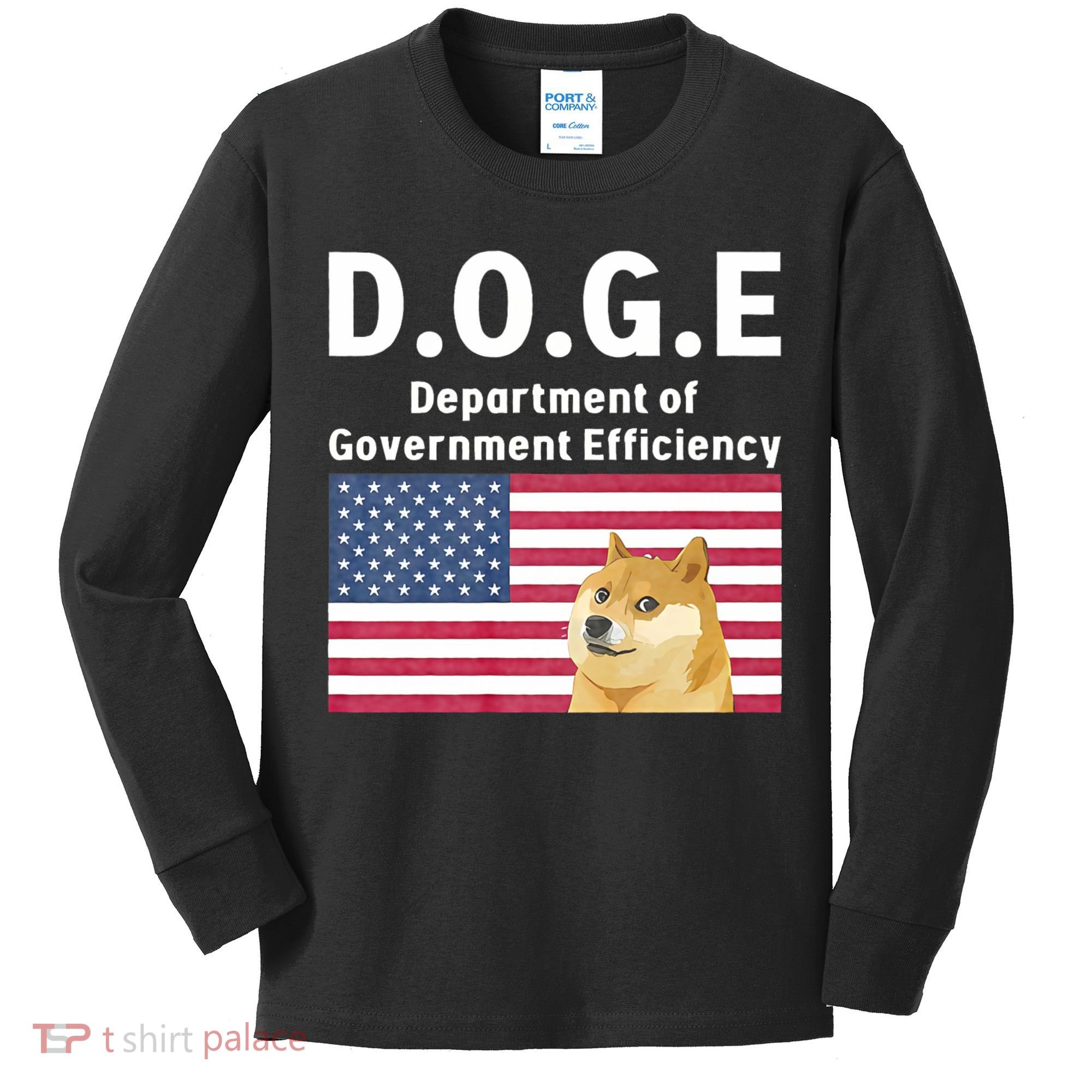 D.O.G.E Doge Department Of Government Efficiency Kids Long Sleeve Shirt