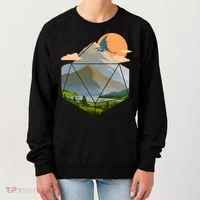 Dungeons Dragons DnD D20 Dice Mountain Nature Scene Women's Sweatshirt thumb 0