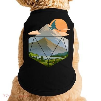 Dungeons Dragons DnD D20 Dice Mountain Nature Scene Doggie Tank