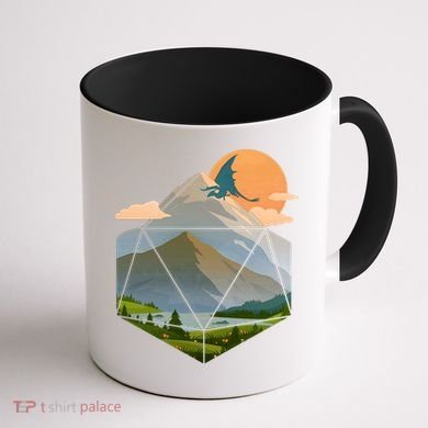 Dungeons Dragons DnD D20 Dice Mountain Nature Scene Coffee Mug back