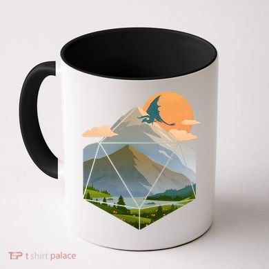 Dungeons Dragons DnD D20 Dice Mountain Nature Scene Coffee Mug