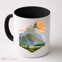 Dungeons Dragons DnD D20 Dice Mountain Nature Scene Coffee Mug thumb 0