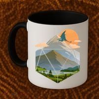 Dungeons Dragons DnD D20 Dice Mountain Nature Scene Coffee Mug thumb 2
