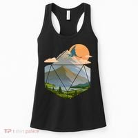 Dungeons Dragons DnD D20 Dice Mountain Nature Scene Women's Tank Top thumb 0