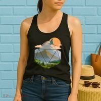 Dungeons Dragons DnD D20 Dice Mountain Nature Scene Women's Tank Top thumb 2