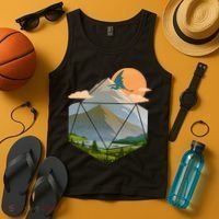 Dungeons Dragons DnD D20 Dice Mountain Nature Scene Tank Top thumb 4