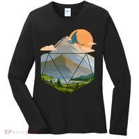 Dungeons Dragons DnD D20 Dice Mountain Nature Scene Women's Long Sleeve Shirt thumb 0