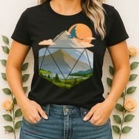 Dungeons Dragons DnD D20 Dice Mountain Nature Scene Women's T-Shirt thumb 2