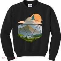 Dungeons Dragons DnD D20 Dice Mountain Nature Scene Kids Sweatshirt thumb 0