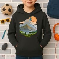Dungeons Dragons DnD D20 Dice Mountain Nature Scene Kids Hoodie thumb 2