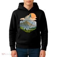 Dungeons Dragons DnD D20 Dice Mountain Nature Scene Kids Hoodie thumb 4