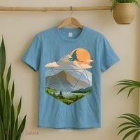 Dungeons Dragons DnD D20 Dice Mountain Nature Scene T-Shirt thumb 2