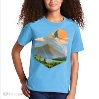 Dungeons Dragons DnD D20 Dice Mountain Nature Scene Kids T-Shirt thumb 2