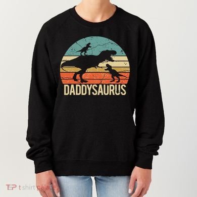 Daddy Dinosaur Daddysaurus 2 Two Christmas For Dad Women's Sweatshirt
