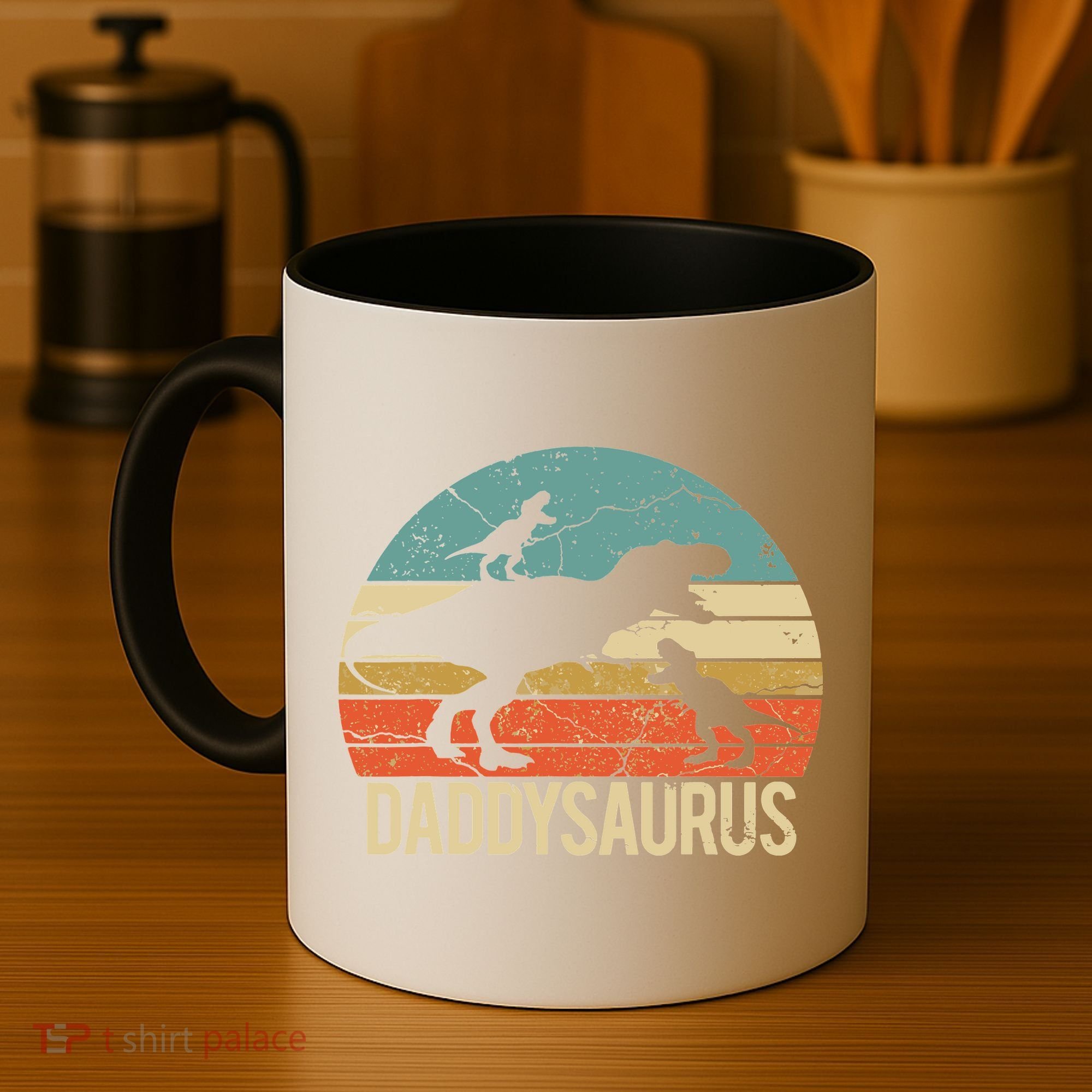 Daddy Dinosaur Daddysaurus 2 Two Christmas For Dad Coffee Mug